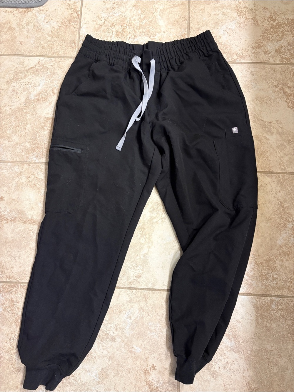 Figs Black Drawstring Cargo Jogger Pants